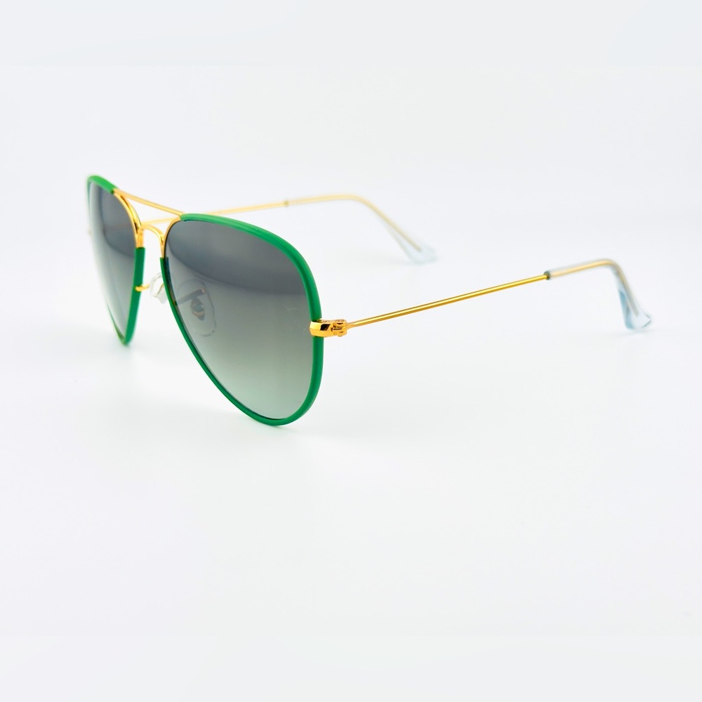 Ray-Ban Aviator Full Color Sunglasses RB3025JM Gold Green Frame Gradient Lenses - Picture 10 of 16